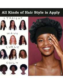 2 Pieces/1 Piece Of Silk Nightcap, Satin Hair Cap, Women's Wide Brimmed High Elastic Cap, Silk Nightcap, High-End Satin Hair Care Cap Hair Sleep Cap - Multicolor - View 5