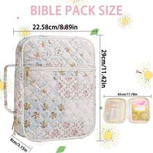 Bible Cover Case For Women Grils, Preppy Bible Bag With Adjustable Shoulder Strap, Waterproof Bible Carrying Tote Bags Holder For Bible Study Supplies Accessories & Christian Gifts - 方格花色 - 查看 2