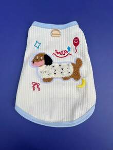 1件 LANGXINGCS 冬季卡通狗狗背心，条纹图案透气猫咪背心，宠物背心，涤纶材质，柔软透气，可爱蝴蝶结设计，适合中小型猫狗