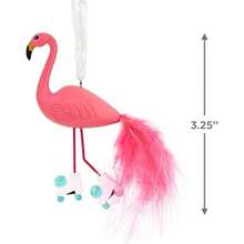 Hallmark Dinosaurio en Sombrero de Papá Noel, Adorno de Navidad, Resina, Divertida decoración de árbol(Flamenco de patinaje sobre ruedas) - Multicolor - Ver 4