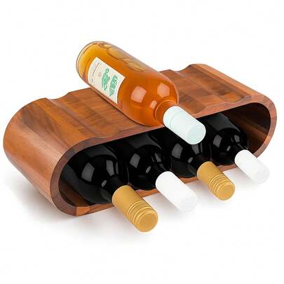 Free Standing Wooden Wine Rack – Holds 8 Bottles, Stylish Countertop Wine Shelf Organizer For Pantry, Cabinet Or Bar, Perfect For Wine Lovers