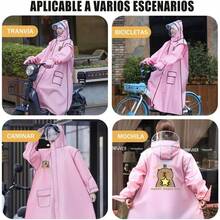 Impermeable para aImpermeable para a Motociclista de Reutilizable Kit de Ponco para a de Adultos con Botas para a Uso Dia - Rosa - Ver 6