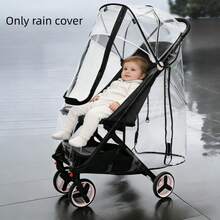 1pc Baby Stroller Rain Cover, EVA Material, Transparent, Windproof, Rainproof, Dustproof, Snowproof, High Transparency, Soft, Easy Installation, Bidirectional Zipper, Fits 95% Stroller Models, All Season Use - Clear - View 1