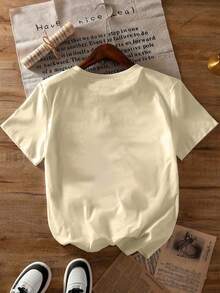 Women's Summer Spanish Slogan Graphic T-Shirt, Casual Comfortable Daily Top - Apricot - View 8