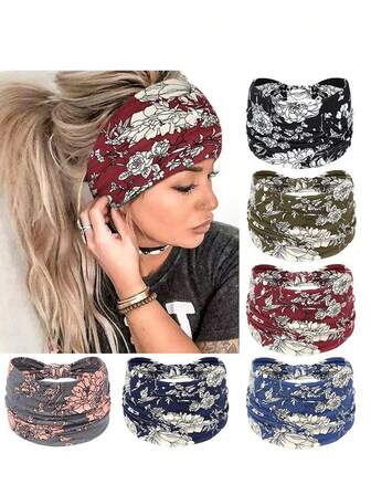 6pcs/Set Boho Style Wide Headbands For Women, Fashion Knotted Yoga Fitness Hair Accessories, African Style Headwraps Women Hair Bands