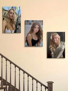 3pcs Customizable Canvas Wall Art, Can Add Your Own Photos, Suitable For Bathroom, Office, Living Room And Other Home Decor