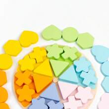 Tablero de emparejamiento de formas geométricas para educación temprana Montessori, juguetes de rompecabezas de madera multifuncionales para preescolar de emparejamiento de colores - Multicolor - Ver 11