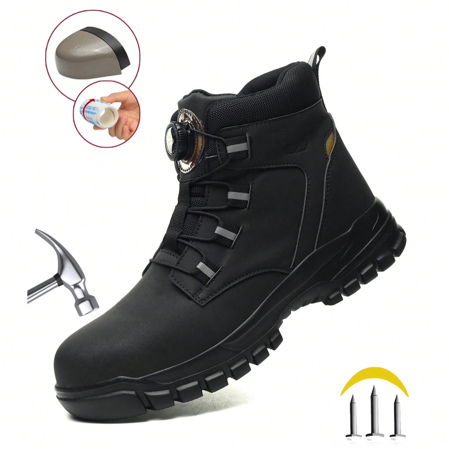 Zapatos de para hombre de talla grande, zapatos de trabajo para exteriores, zapatos de moda para hombre, botas de de caña alta anti-aplastamiento y a