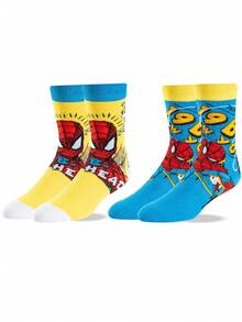 Marvel 9/6/3/1 Pair Comfortable Men's Super Hero Socks - Soft, Breathable, Good Elasticity, Moisture-Wicking, Stylish - Perfect For Gifting, Parties, Daily Wear And Casual Occasions. , Spider-Gwen, Suitable For All Seasons. - Multicolor - View 4