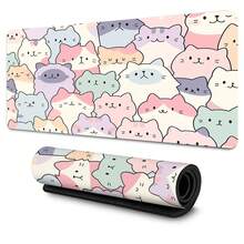 Tấm lót chuột in hình mèo nhiều màu pastel - Bề mặt mềm mại, chống bám bẩn và dễ lau chùi, viền may chắc chắn chống xù lông, tấm lót dễ thương cho bàn làm việc của người yêu thú cưng / bàn học của nữ sinh / văn phòng tại nhà. - Nhiều màu - Xem 2