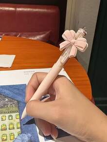 6pcs Valentine's Day Bow-Knot Ballpoint Pens, Cute Pink Bowknot Design Retractable Pens, Party Favors & Gifts