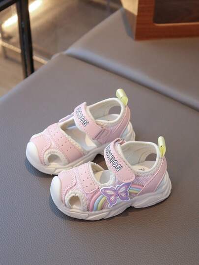 1双夏季新款防滑软底多巴胺色蝴蝶结女童幼儿运动凉鞋