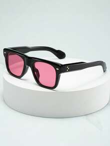 1副男女通用复古方形大框个性化简约时尚眼镜，适合驾驶、旅行、休闲、日常佩戴 - 彩色 - 查看 5