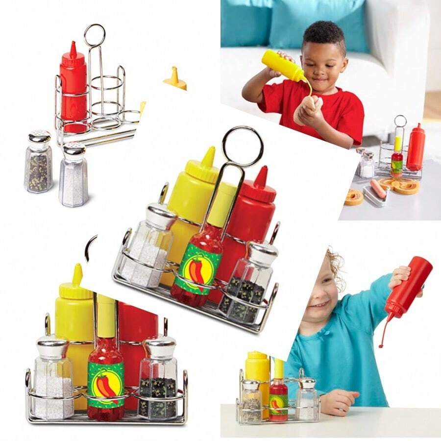 and Doug ¡Juguemos de Casita! Condimentos de Juguete Juego de Imitacion Organizador Resistente de Metal Efectos de Sonido Realistas 6 PiezasConveniente y duradero, favorito para niños - Multicolor - Ver 1