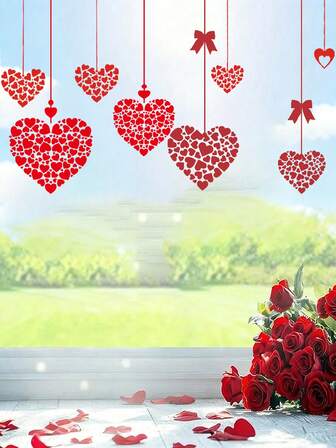 1st Valentine's Day Love Stickers Static Window Stickers Suitable For Valentine's Day Wedding Engagement Anniversary Restaurant Celebration Home Party Window Decoration Stickers Festival Party Atmosphere Decoration