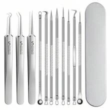 4/11 Stücke Mikronadelakneentfernungs-Werkzeugsatz, professioneller Edelstahl Mitesserentferner Multifunktions-Aknereinigungskit, Tiefenreinigung und Hautreinigungsaknewerkzeuge - Schönheitstools, Y2K, Goth Reiseaccessoires, Make-up Tasche Valentinstag Geschenk für sie, Hautpflege Reiniger Make-up Set - Verschiedenfarbig - Übersicht 13