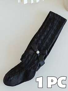 1 pieza Leggings con decoración de lazo delgado para niñas, mallas de moda para niños pequeños y niños - Multicolor - Ver 21