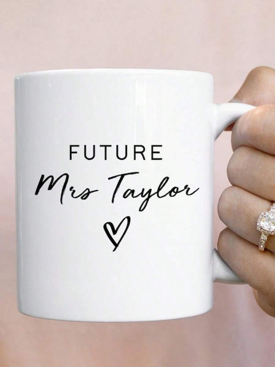 Future Mrs Mug / Bride / Bride To Be Mug / Engagement / Personalised Mrs Mug / Soon To Be Mrs / Her Christmas Gifts,1pc, 11oz Ceramic Coffee Mug With  - Insulated, Hand Wash Only - The Perfect Gift For Coffee Lovers, Men And Women - Trắng 3 - Xem 1