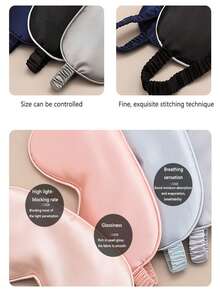 Double-Sided Silk-Like Breathable Sleep Mask, Blackout Eye Mask With Edging - Black - View 6