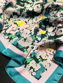 1条优雅小碎花70厘米方巾/头巾，适合休闲和街头穿搭，可用作发带、头巾、户外防晒配饰，为您的造型锦上添花。 - 水鴨藍 - 查看 3