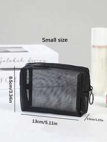 3件套黑色极简尼龙网眼化妆包，大容量旅行化妆品收纳包，透明必备品收纳包，拉链配件包，美甲包，化妆包，化妆袋，洗漱包，桌面收纳包，化妆包，化妆袋，化妆包，包，梳妆台，化妆袋，小化妆包，化妆袋，化妆包，大容量，大化妆包，圣诞礼物，小袋子，女士礼物，小袋子/手提包，化妆品收纳包，迷你小袋子，大容量小袋子，女士礼物，圣诞礼物，女士礼物创意 - 黑色 - 查看 11