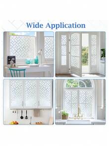 Frosted Window Film Non-Adhesive, Frosting Privacy Film For Glass Windows, Self Static-Cling Decorative Window Cling For Home Office UV Protection Cross Pattern - White - View 8