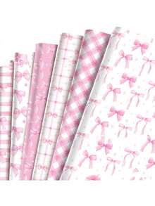 6 pezzi di carta da regalo rosa con fiocco, adatta per regali, mazzolino, composizioni floreali, anniversari, matrimoni, lauree, Natale, confezioni regalo - Multicolore - Visualizzare 2