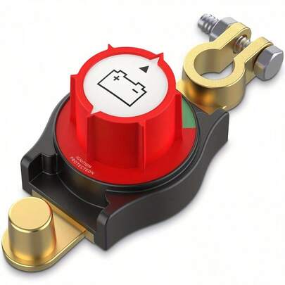 第三代重型顶部接线柱电池断路开关 - 负极安全开/关，手动杠杆和螺丝端子，适用于汽车、卡车、船舶、房车，车辆电源控制，安装简便，结构坚固，电源控制，房车爱好者，经久耐用，耐腐蚀触点，船主适用