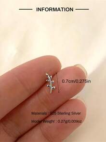 1pc 925 Sterling Silver Mini Stud Flat Back Earrings For Women | Helix Cartilage Piercing Jewelry | Dainty Star Cubic Zirconia Lotus Climber Stud Earrings For Women Jewelry Gift - Multicolor - View 15