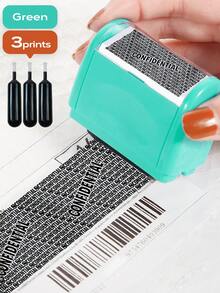 隐私保护滚轮印章，送货单地址隐私笔，防止个人信息泄露，方便的隐私和安全保护，速干印章墨水 - 提供 3 个可替换墨盒，适用于学校用品，返校