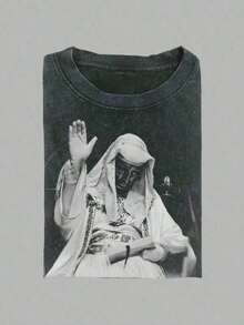 Camisas Para Hombre 230g Washed To Make Old Cotton Printed T-Shirt, King Baldwin T-Shirt, Fashionable And Relaxed Street Style, Interesting Design, Machine Washable, Perfect Gift, The Same For Men And Women. Halloween Costumes - màu đen - Xem 13