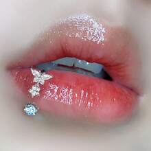 1 Piece Soft Clay Ball Lip Ring Personality Cool Punk Butterfly  Horseshoe Ring Lip Stud Nose Ring Piercing - 拉絲藍蝴蝶 - 查看 9