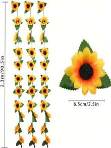 3pcs/5pcs Realistic Sunflower Garland, Lifelike Sunflower Vine Wreath With Green Leaves, Suitable For Room Decor, Kitchen Decor, Garden Decor, Birthday Decor, Wedding Decor, Party Decor, Dining Table Decor