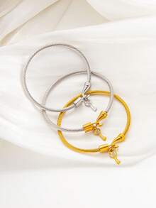 1PC Gold/Silver Key Pendant Bracelet | Waterproof Non-Tarnish Stackable Jewelry - Bracelet - View 2