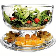 6-In-1 Multifunctional Cake Stand With Dome Lid, Multi-Use Serving Plate For Cake, Fruit, Salad, Chips, Sauce And Dessert, All-In-One Tableware For Wedding Dessert Table & Home Party - Transparent - View 4