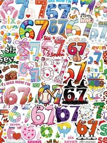 50pcs Six Seven Sticker Funny 6 7 MEME Decals For Water Bottles Laptop Luggage Phone Case Stationery Sticker Boys Girls Toy Gifts - Multicolor - View 1