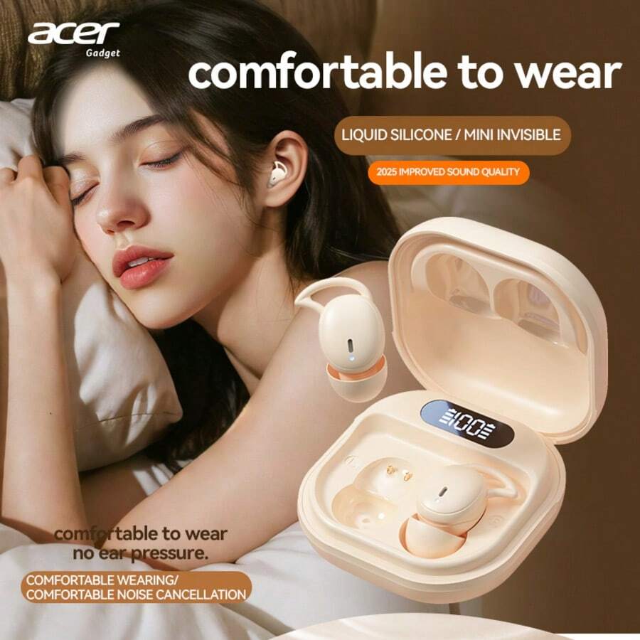 Acer 宏碁官方正品 OHR507 蓝牙耳机，TWS 无线入耳式耳机，立体声低音，睡眠模式，低延迟游戏，舒适佩戴，适合学习、商务、运动、骑行，兼容手机、平板电脑、笔记本电脑，是圣诞节和情人节的理想礼物