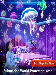1pc Starry Sky Galaxy Projection Lamp, Patterns Include Stars, Moon, Galaxy, Happy Birthday, Deer, Ocean, Fireworks, Astronaut Rabbit, Galloping Horse, Castle, Moon Princess, Mermaid, Unicorn, Etc. USB Rechargeable, 12-In-1 Projection Lamp, LED Mermaid Projection Lamp, 360° Rotation - Multicolor - View 11