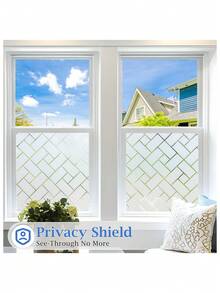 Frosted Window Film Non-Adhesive, Frosting Privacy Film For Glass Windows, Self Static-Cling Decorative Window Cling For Home Office UV Protection Cross Pattern - White - View 6