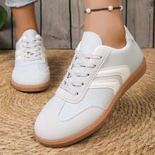 女士休闲平底运动鞋，适合日常穿着 - 灰色 - 查看 3