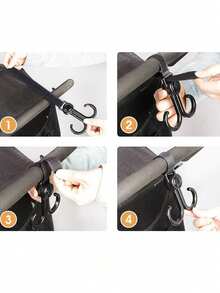 1个旋转式电动自行车挂钩，多功能双钩储物挂钩 - 黑色 - 查看 8