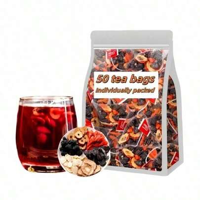 Tea Formula Ginseng Wubao Tea, Red Dates, Wolfberry, Mulberry Herbal Tea Bags, Unisex, Chinese Herbal Tea