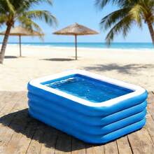 1 bể bơi bơm hơi 4 lớp cỡ lớn và dày, kích thước 120 x 68 x 27 inch, chất liệu PVC bền chắc, phù hợp cho người lớn, sân sau, vườn, công viên nước mùa xuân/hè, có thể gấp gọn, dễ mang theo, màu xanh dương/xanh lá cây/cam, món quà tuyệt vời cho ngày Valentine. - Nhiều màu - Xem 15