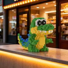 1100pcs Crocodile Model Building Blocks, Small Particles Interlocking Stacking Puzzle Toys, Handmade 3D Jigsaw, Cute Cartoon Animal Model | Creative Gift, Desktop Decor