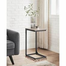 VASAE Mesa Auxiliar Mesa de Sofá en Forma de C Bandeja de TV Marco de Metal Salón Dormitorio Greige y Negro MLET350B02 - GreigeNegro - Ver 4