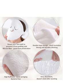1pc Reusable Hot & Cold Facial Mask - Moisturizing Skin Care Compress For Home Spa, Steaming Face Wash Towel - trắng - Xem 2