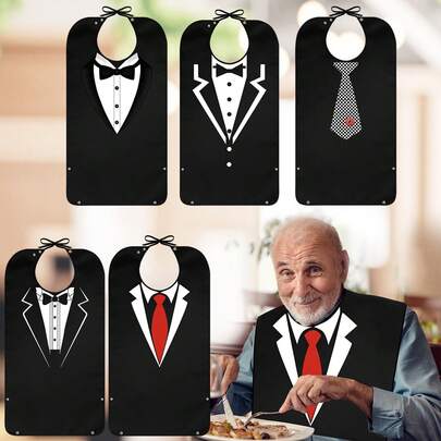 1-Piece Printed Adult Dining Bib/Apron For The Elderly, With Optional Food Debris Collection Bag, Waterproof And Stain-Resistant Clothing Protector, Suitable For Middle-Aged And Elderly People And Those With Disabilities, An Ideal Gift.