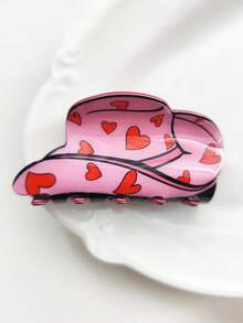 1个情人节爱心唇印发爪夹，红色调，爱心和帽子造型，优雅休闲发饰，适合节日、派对、送给爱人的礼物，优雅发夹，女士发饰，花朵发夹 - 彩色 - 查看 13