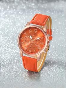 14pcs Women's Watch PU Leather Fashion Simple Three Eye Roman Scale Dial Quartz Watch Set Wristwatch Party Wedding Gift Beach Vacation Valentine Gift