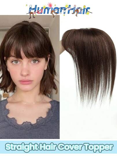 8/10 Inch Brown Straight Hair Bangs Clip-In Hair Extensions For Women With Fine Hair, Fashion Style, 3 Sturdy Clips For Buns And Ponytails